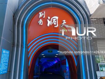 Citizens are cooling off in a bomb shelter as the high temperature continues in Chongqing, China, on July 21, 2024. (