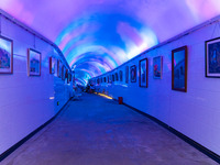 Citizens are cooling off in a bomb shelter as the high temperature continues in Chongqing, China, on July 21, 2024. (