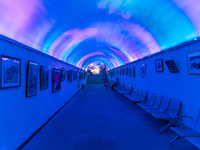 Citizens are cooling off in a bomb shelter as the high temperature continues in Chongqing, China, on July 21, 2024. (