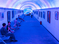 Citizens are cooling off in a bomb shelter as the high temperature continues in Chongqing, China, on July 21, 2024. (