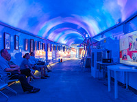 Citizens are cooling off in a bomb shelter as the high temperature continues in Chongqing, China, on July 21, 2024. (