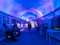 Citizens are cooling off in a bomb shelter as the high temperature continues in Chongqing, China, on July 21, 2024. (