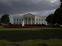 The White House is being seen in Washington, DC, United States, on July 21, 2024. Joe Biden is dropping out of the US presidential election...