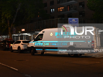 The crime scene unit is on the scene. A man is being shot in the head and killed in Bronx, New York, United States, on July 21, 2024. At app...