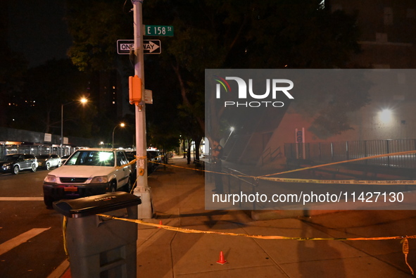 A male is being shot and is in critical condition after being shot in an apartment building in Bronx, New York, United States, on July 21, 2...