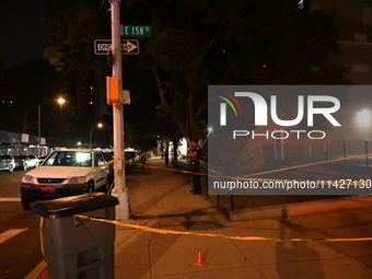 A male is being shot and is in critical condition after being shot in an apartment building in Bronx, New York, United States, on July 21, 2...