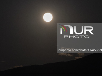 The Full Moon of July 2024 known as Buck Moon or Thunder Moon spotted over Mount Olympus in Greece. Mount Olympus is a National Park with th...