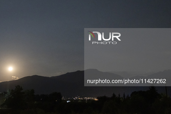 The Full Moon of July 2024 known as Buck Moon or Thunder Moon spotted over Mount Olympus in Greece. Mount Olympus is a National Park with th...