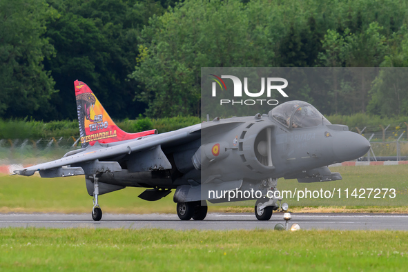 A McDonnell Douglas EAV-8B Harrier II of the Spanish Navy is participating in the Royal International Air Tattoo at RAF Fairford in Gloucest...