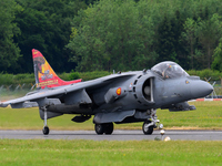 A McDonnell Douglas EAV-8B Harrier II of the Spanish Navy is participating in the Royal International Air Tattoo at RAF Fairford in Gloucest...