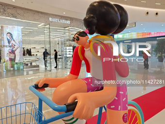 A shopping mall is turning its atrium into a cartoon arena to host a series of events for the upcoming Paris Olympic Games in Shanghai, Chin...