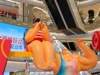 A shopping mall is turning its atrium into a cartoon arena to host a series of events for the upcoming Paris Olympic Games in Shanghai, Chin...