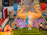 A shopping mall is turning its atrium into a cartoon arena to host a series of events for the upcoming Paris Olympic Games in Shanghai, Chin...