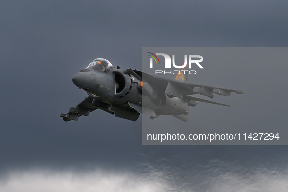 A McDonnell Douglas EAV-8B Harrier II of the Spanish Navy is participating in the Royal International Air Tattoo at RAF Fairford in Gloucest...