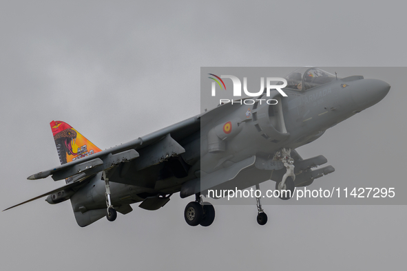 A McDonnell Douglas EAV-8B Harrier II of the Spanish Navy is participating in the Royal International Air Tattoo at RAF Fairford in Gloucest...