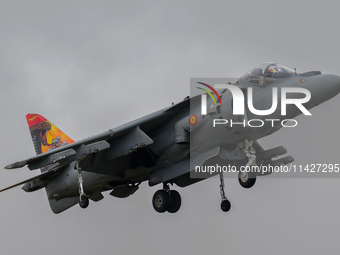 A McDonnell Douglas EAV-8B Harrier II of the Spanish Navy is participating in the Royal International Air Tattoo at RAF Fairford in Gloucest...