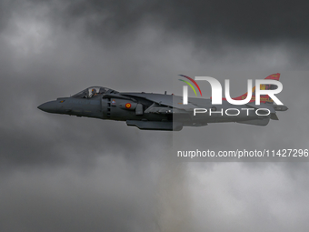 A McDonnell Douglas EAV-8B Harrier II of the Spanish Navy is participating in the Royal International Air Tattoo at RAF Fairford in Gloucest...