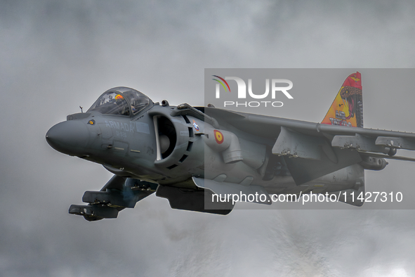 A McDonnell Douglas EAV-8B Harrier II of the Spanish Navy is participating in the Royal International Air Tattoo at RAF Fairford in Gloucest...