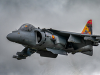 A McDonnell Douglas EAV-8B Harrier II of the Spanish Navy is participating in the Royal International Air Tattoo at RAF Fairford in Gloucest...