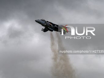 A McDonnell Douglas EAV-8B Harrier II of the Spanish Navy is participating in the Royal International Air Tattoo at RAF Fairford in Gloucest...