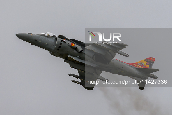 A McDonnell Douglas EAV-8B Harrier II of the Spanish Navy is participating in the Royal International Air Tattoo at RAF Fairford in Gloucest...