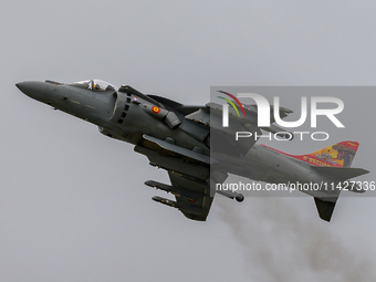 A McDonnell Douglas EAV-8B Harrier II of the Spanish Navy is participating in the Royal International Air Tattoo at RAF Fairford in Gloucest...