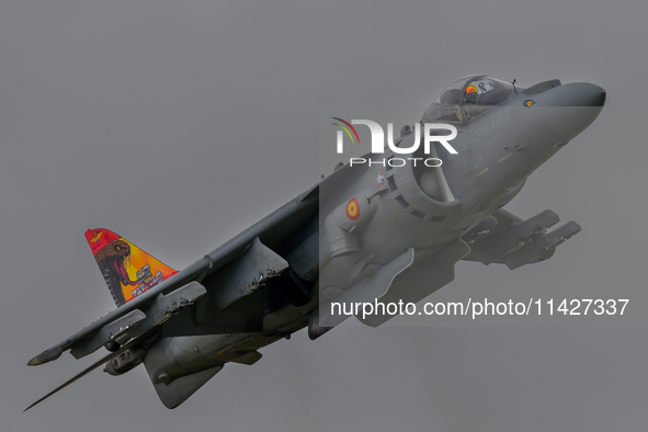 A McDonnell Douglas EAV-8B Harrier II of the Spanish Navy is participating in the Royal International Air Tattoo at RAF Fairford in Gloucest...