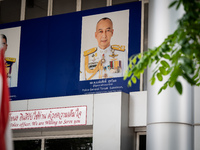 A portrait of Police General Torsak Sukvimol is hanging over the entrance to Phra Khanong Police Station in Bangkok, Thailand, on July 22, 2...