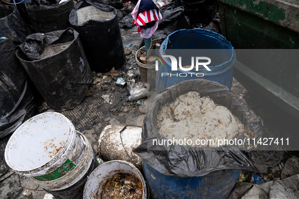 Food waste is rotting at a sorting facility in Bangkok, Thailand, on July 22, 2024 