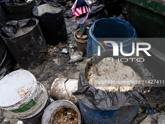 Food waste is rotting at a sorting facility in Bangkok, Thailand, on July 22, 2024 (