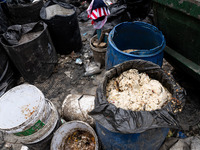 Food waste is rotting at a sorting facility in Bangkok, Thailand, on July 22, 2024 (