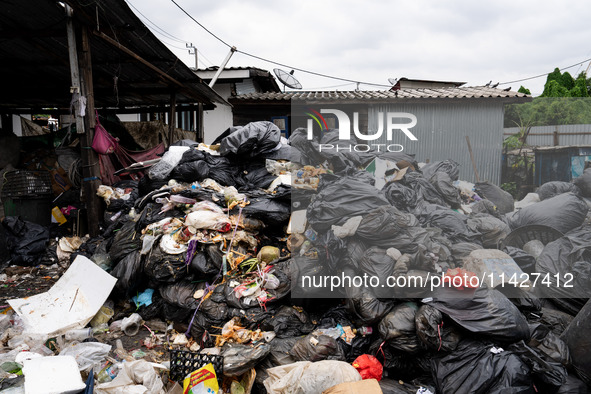 Food waste is rotting at a sorting facility in Bangkok, Thailand, on July 22, 2024 