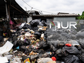 Food waste is rotting at a sorting facility in Bangkok, Thailand, on July 22, 2024 (