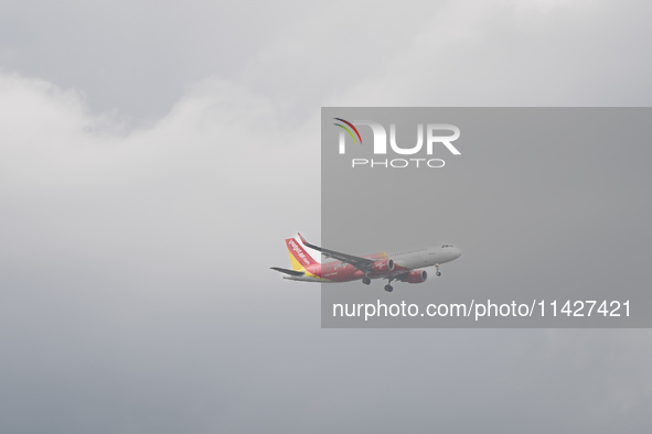 A Thai VietJet plane is landing in Bangkok, Thailand, on July 22, 2024 