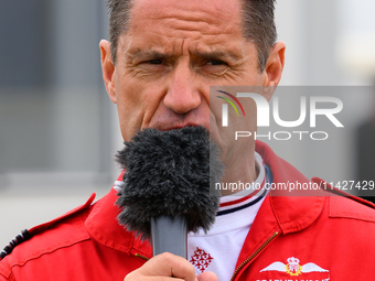 Squadron Leader Graeme Muscat of the Red Arrows is performing during the Royal International Air Tattoo at RAF Fairford in Gloucestershire,...