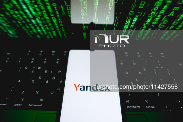 The Yandex logo is being displayed on a smartphone screen in Athens, Greece, on July 22, 2024. (Photo Illustration by Nikolas Kokovlis/NurPh...