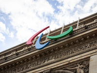 In Paris, France, on July 12, 2024, the Paralympic Agitos are being displayed in their giant format for the first time in the history of the...