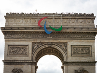 In Paris, France, on July 12, 2024, the Paralympic Agitos are being displayed in their giant format for the first time in the history of the...