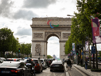 In Paris, France, on July 12, 2024, the Paralympic Agitos are being displayed in their giant format for the first time in the history of the...