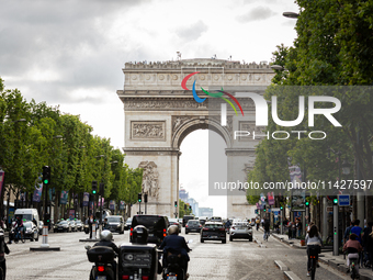 In Paris, France, on July 12, 2024, the Paralympic Agitos are being displayed in their giant format for the first time in the history of the...