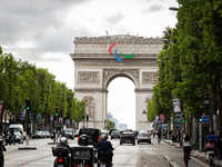 In Paris, France, on July 12, 2024, the Paralympic Agitos are being displayed in their giant format for the first time in the history of the...