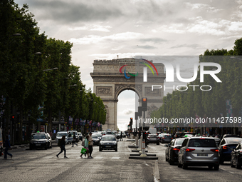 In Paris, France, on July 12, 2024, the Paralympic Agitos are being displayed in their giant format for the first time in the history of the...