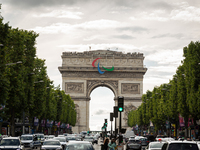 In Paris, France, on July 12, 2024, the Paralympic Agitos are being displayed in their giant format for the first time in the history of the...