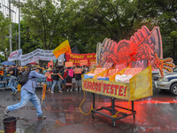 Demonstrators are carrying banners and placards and are gathering in the streets of Quezon City, Philippines, on July 22, 2024. Protestors a...