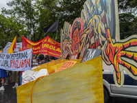 Demonstrators are carrying banners and placards and are gathering in the streets of Quezon City, Philippines, on July 22, 2024. Protestors a...