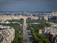 View of the Louvre Museum from the Arc de Triomph terrace in Paris, France, on July 12, 2024. (