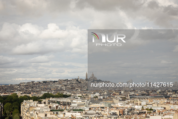 View of the Sacre Coeur Basilica from the Arc de Triomph terrace, in Paris, France, on July 12, 2024. 