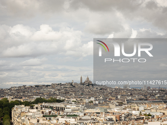 View of the Sacre Coeur Basilica from the Arc de Triomph terrace, in Paris, France, on July 12, 2024. (