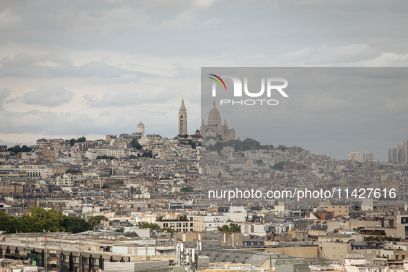 View of the Sacre Coeur Basilica from the Arc de Triomph terrace, in Paris, France, on July 12, 2024. 