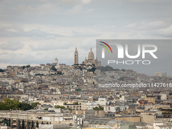 View of the Sacre Coeur Basilica from the Arc de Triomph terrace, in Paris, France, on July 12, 2024. (